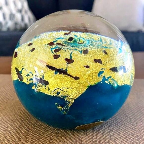 Robert Held Art Glass Round Sphere Paperweight Vintage - Picture 1 of 5